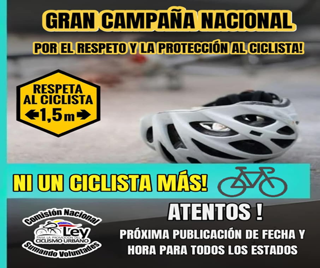 Como parte de promoción de ley de ciclismoLanzan campaña nacional deconcientización y educación vial