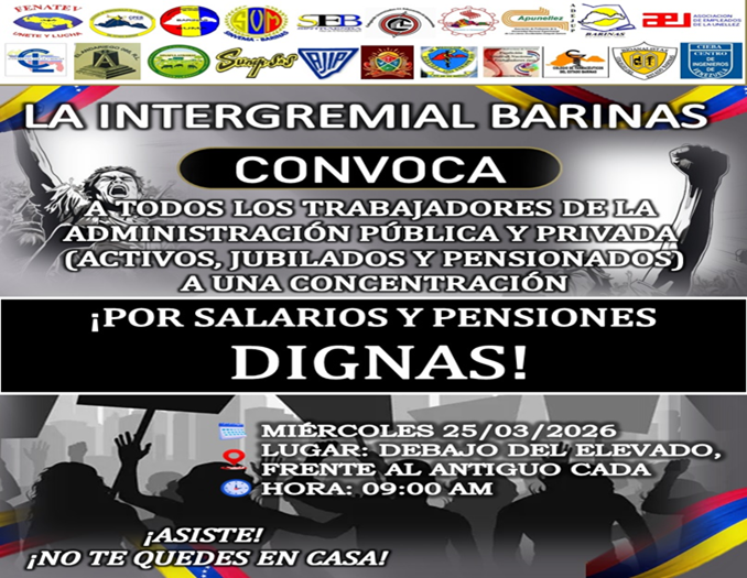 Barinas se moviliza este miércolesGremios exigen salarios dignos y Fedecámarasnacional presenta balance económico