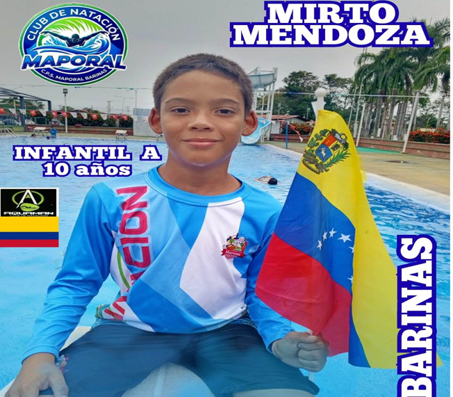 A celebrarse en Norte de Santander, ColombiaBarinés Mirto Mendoza representará a Venezuelaen VII Festival Internacional de Interclubes de Natación