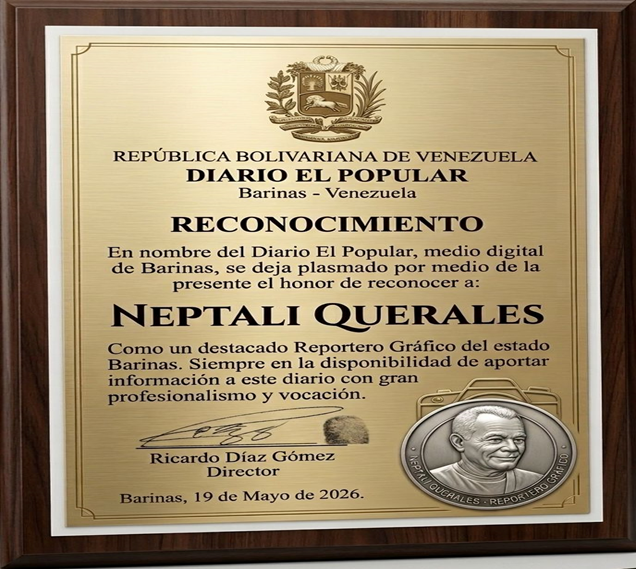 Merecido reconocimiento recibió nuestroReportero Gráfico Neptali Querales
