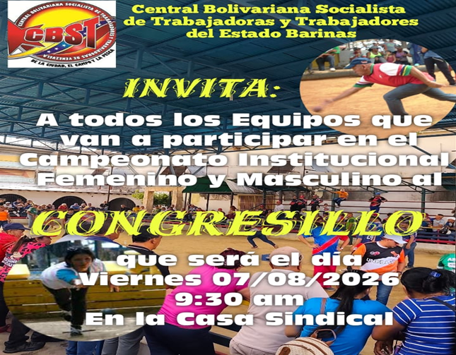 Mañana 7 de agostoCBST convoca al congresillotécnico del campeonato institucional