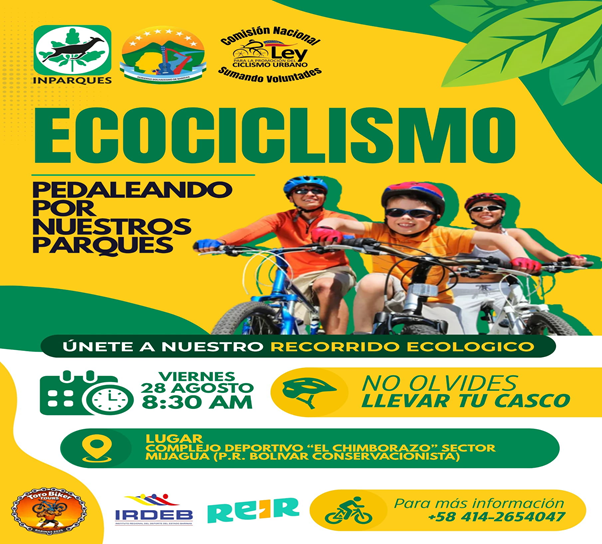 Inparques y Torobikers invitan a la jornada «Ecociclismo Pedaleando por nuestros parques» en Barinas